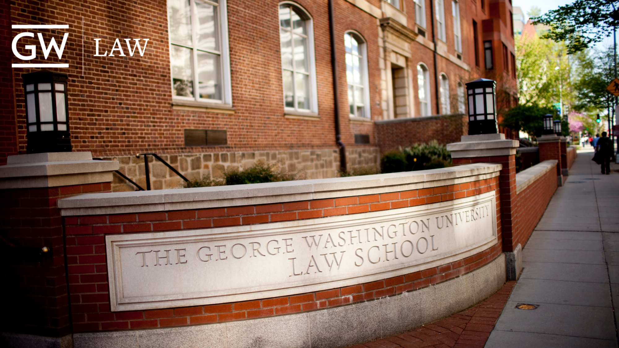 GW Law building sign zoom background