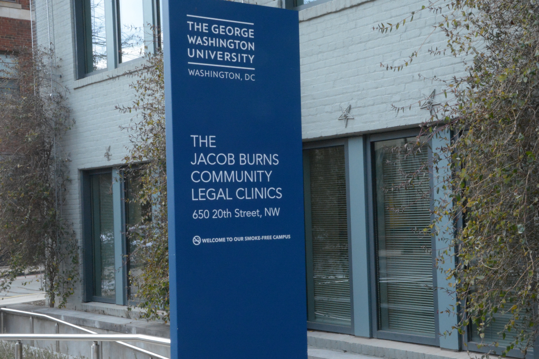 Exterior sign of the Jacob Burns Community Legal Clinics