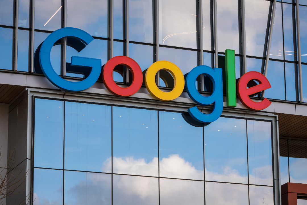 A Google sign on a headquarter building