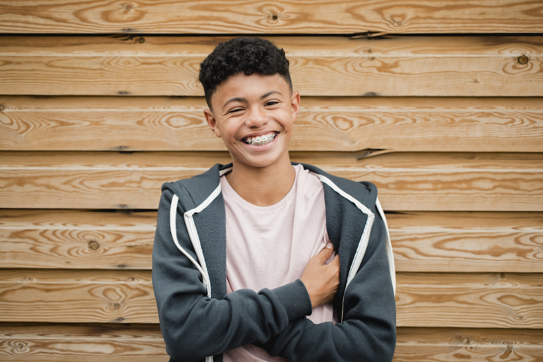 Headshot of a Teenage Boy stock photo