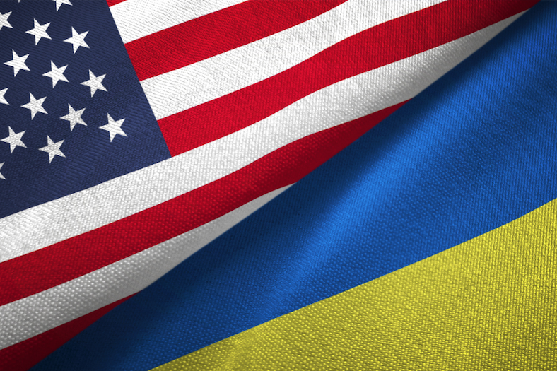 US flag and Ukraine flag