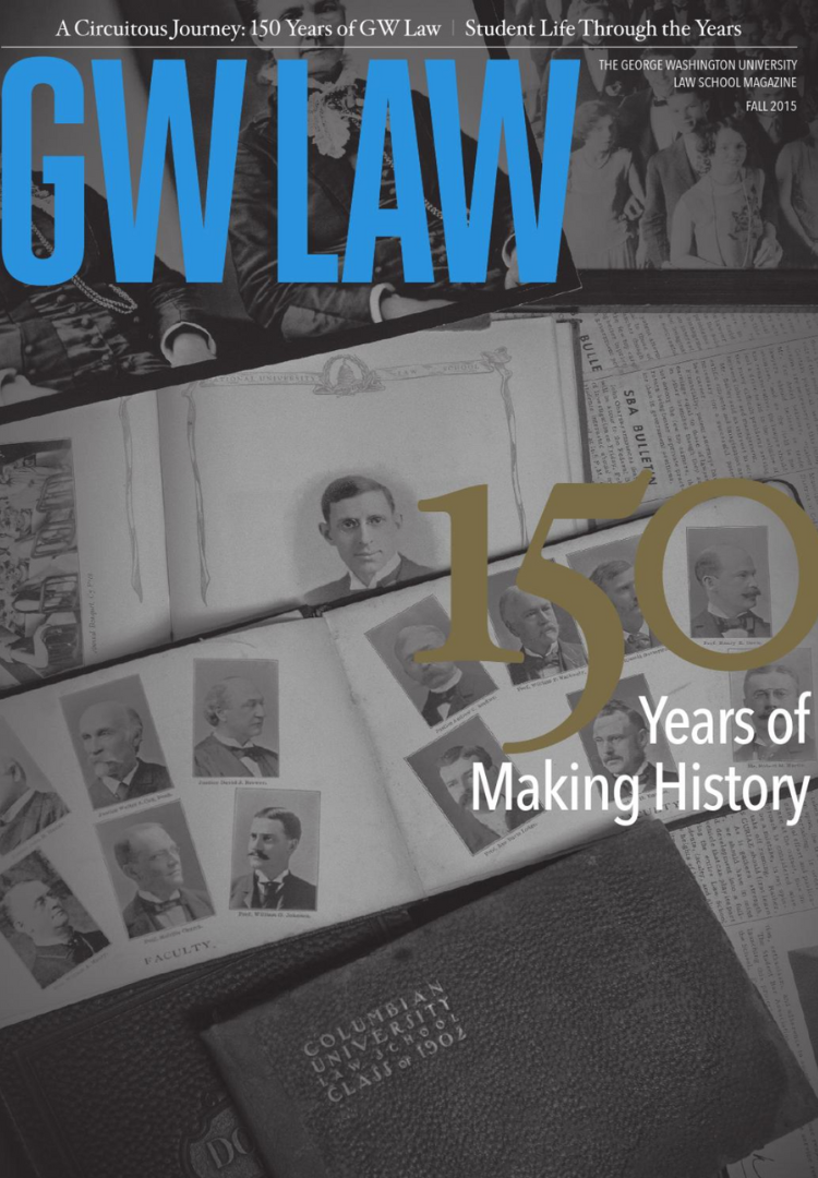 Fall 2015 GW Law Magazine front cover