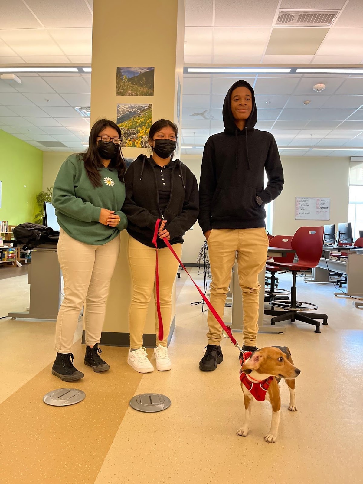 Coolidge High School students with a beagle