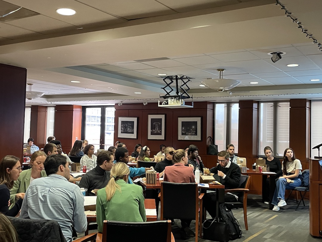 LLM students at orientation in FCC