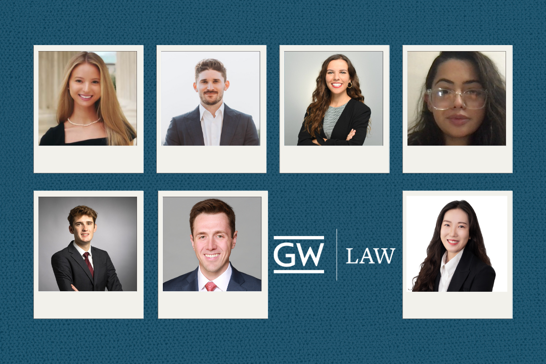 Madison Soares, Charlie La Vine, Darra Frino, Jagriti Khurana, Andrew Nettels, James Ring, GW Law logo, and Sung Shin