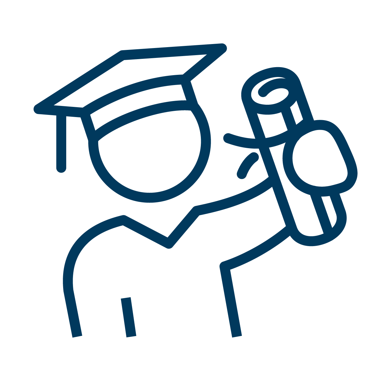 Student holding a graduation scroll icon