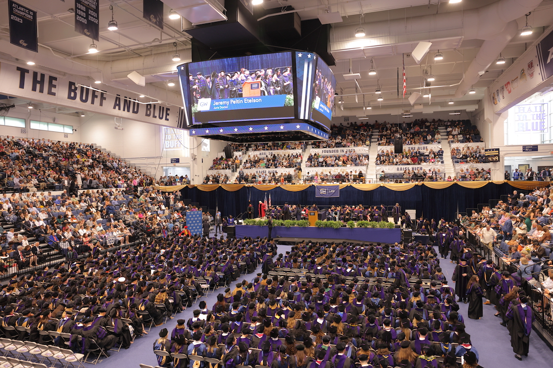 The Smith Center full of graduates and families at the Law Diploma Ceremony