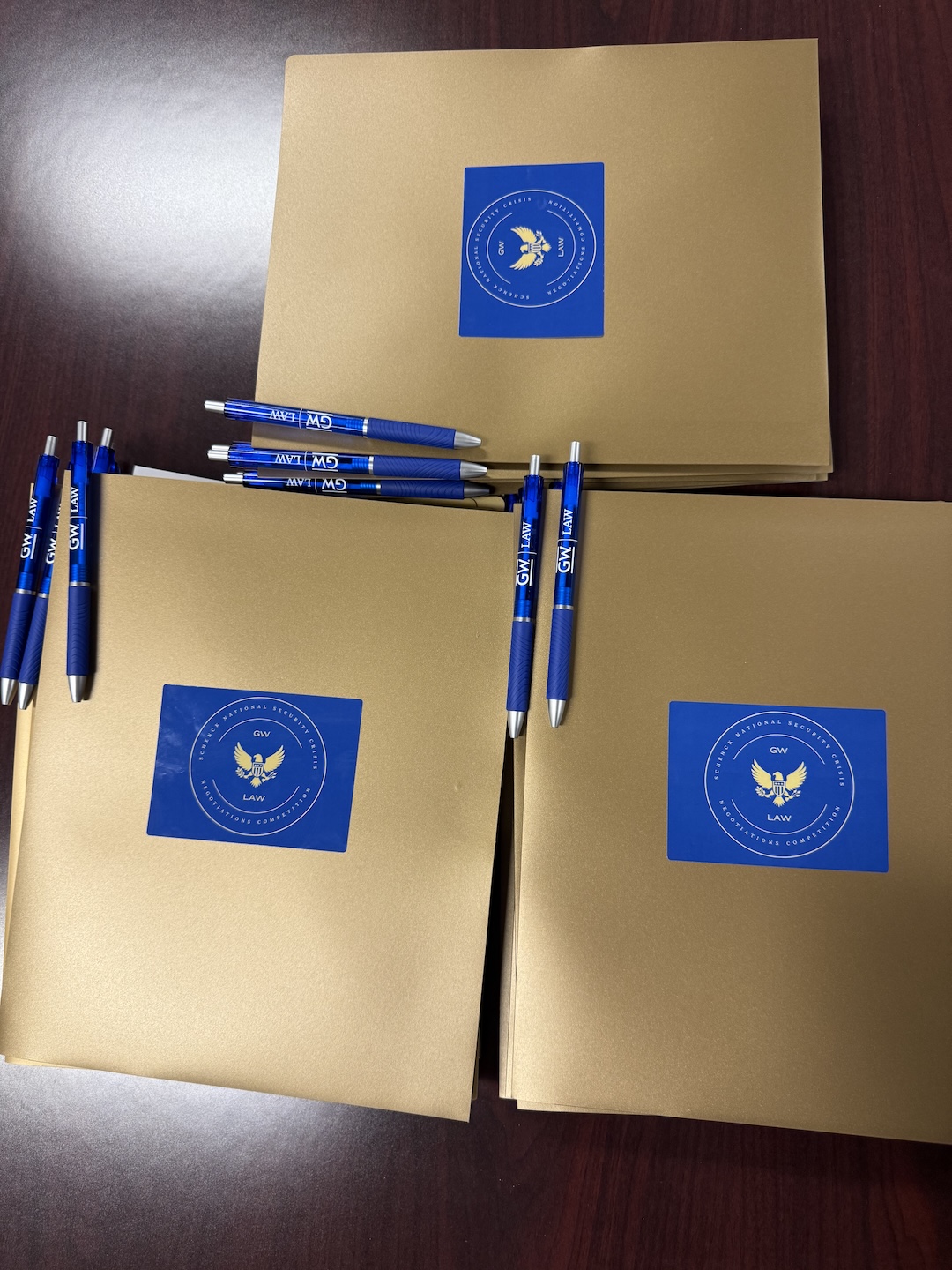 Schenck-2025-9 Folders and pens on a table during the 2025 Schenck National Security Competition
