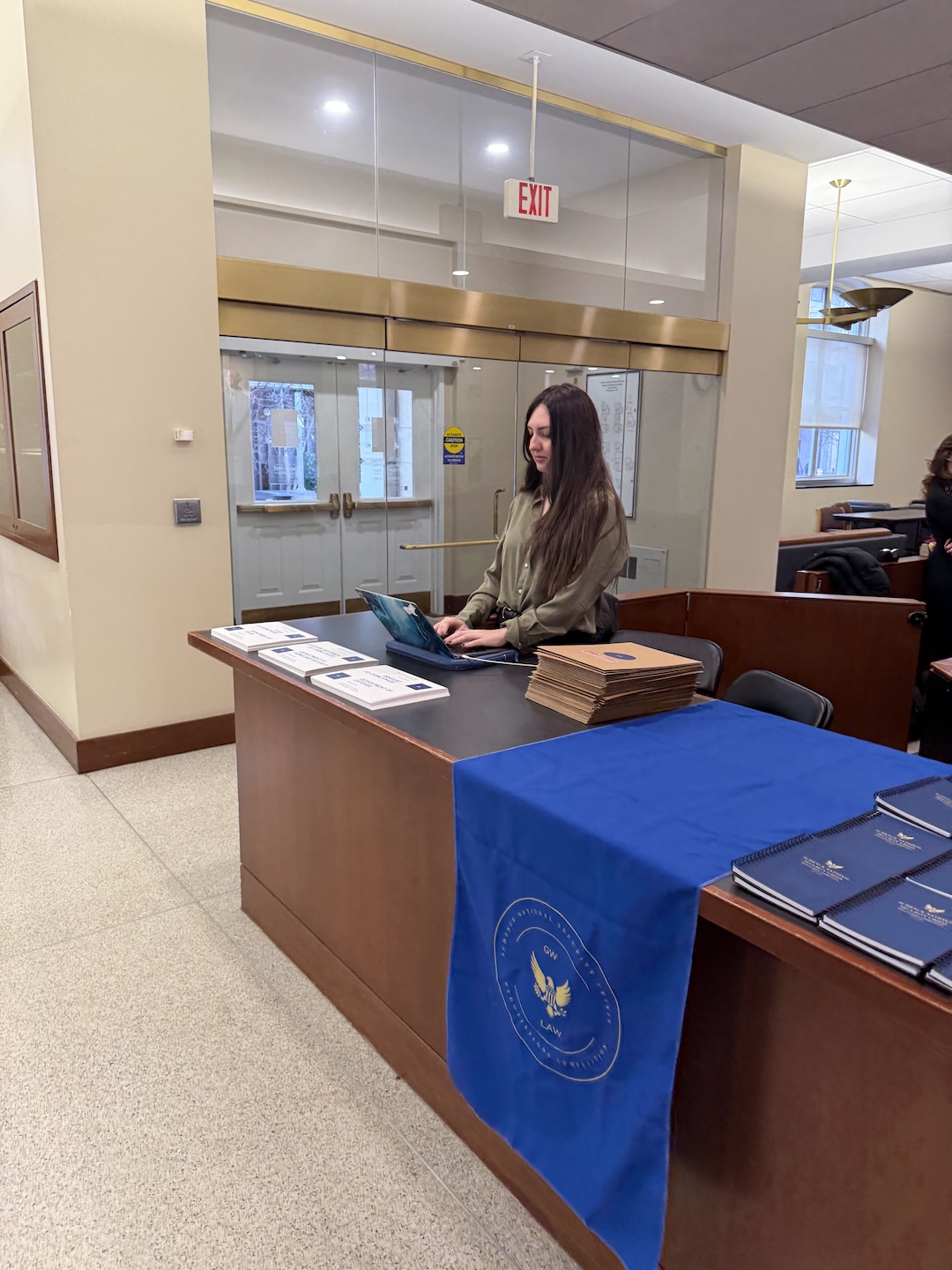 Schenck-2025-7 A student works the check in table during the 2025 Schenck National Security Competition