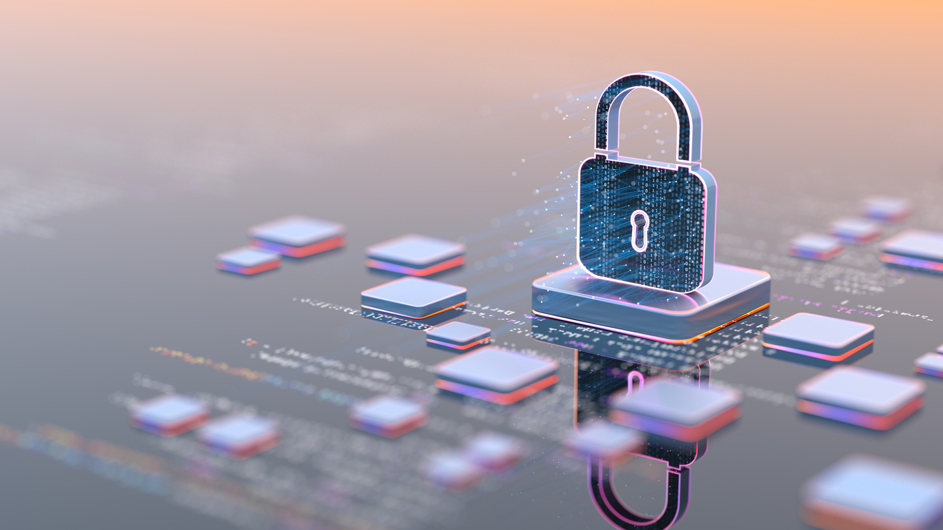 A digital lock on a computer screen