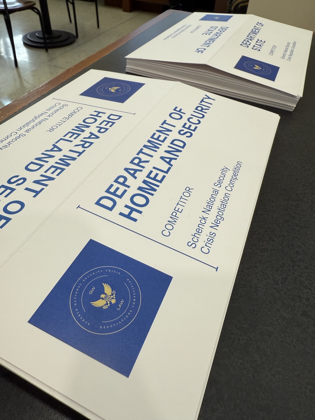 Schenck-2025-6 Photos of banners that say "Department of Homeland Security" for the 2025 Schenck National Security Competition