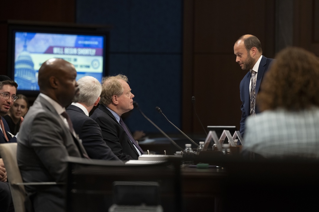 GW Law Professor Christopher Yukins, alumnus Zach Prince, and Kenneth Patton testify before Congress.