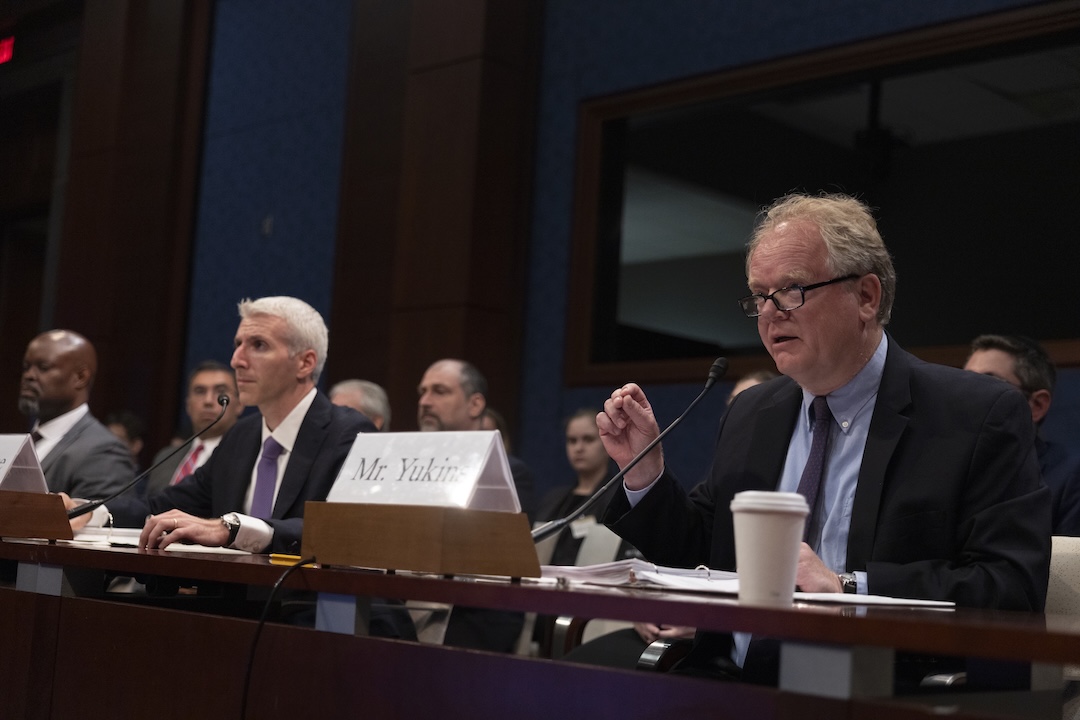 GW Law professor Christopher Yukins and alumnus Zach Prince, JD '13, testify before Congress on July 22, 2025..