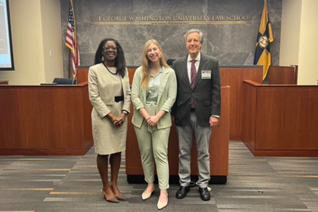 2023 Grodsky Award winner, Shana Herman with Dean Matthew and Professor Glicksman.