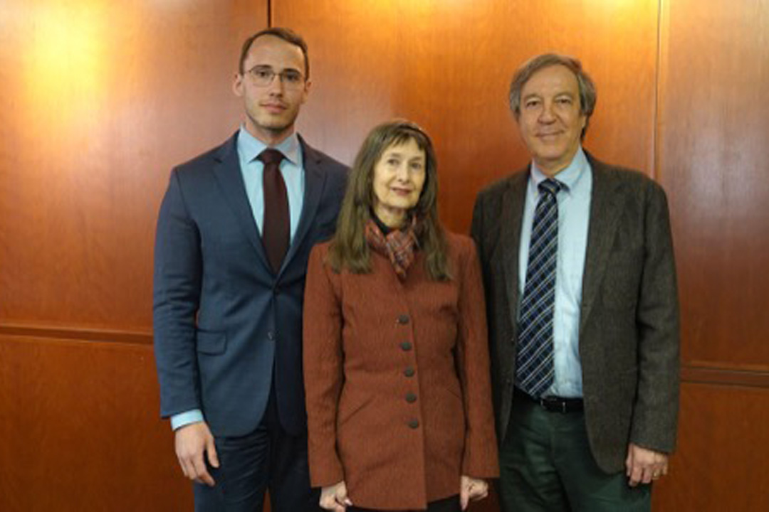 2025 Grodsky Award winner, Coleman Wheeler with two Environmental & Energy Law Professors