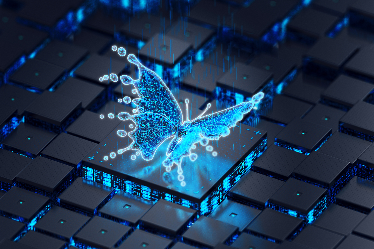 A stock image of a computerized butterfly. 