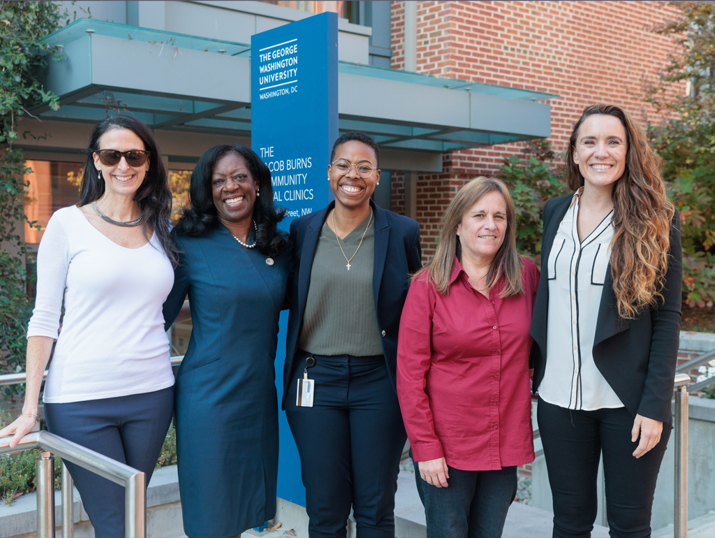 Laurie Kohn (Clinical Dean), Dayna Bowen Matthew (GW Law Dean), Andrea Willis-Johnson (Managing Attorney), Milagros Tudela (Administrative Supervisor), Bonnie Mckintyre (Clinic Social Worker)