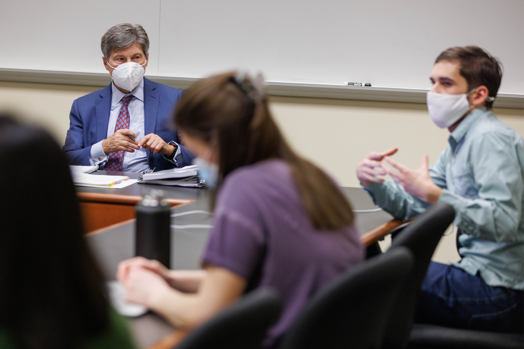 Bobby R. Burchfield in a classroom with students