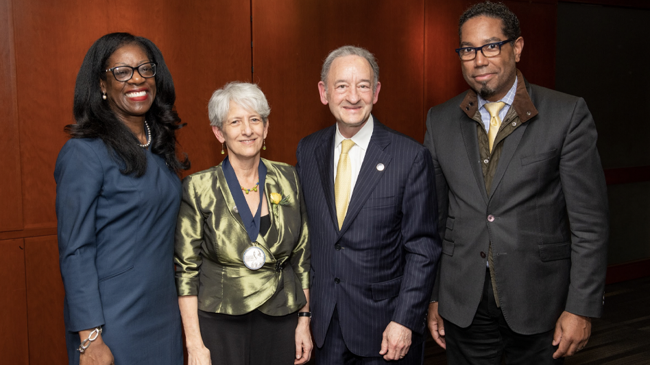 Dean Matthew, Professor Meier, President Wrighton and Chris Bracey