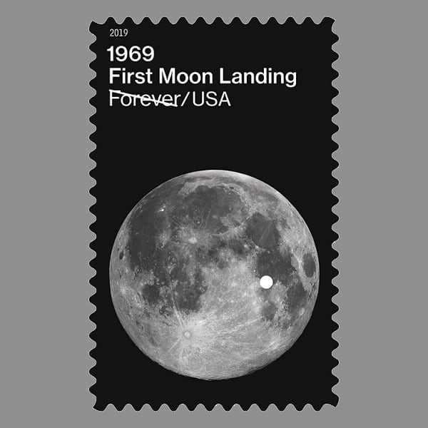 Rendering of the Forever Stamp with Greg Revera's moon photo
