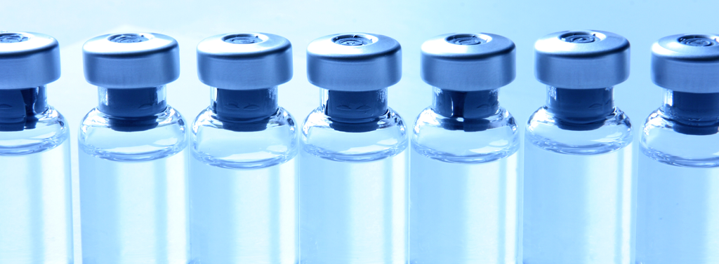 Vaccine viles lined up in a row