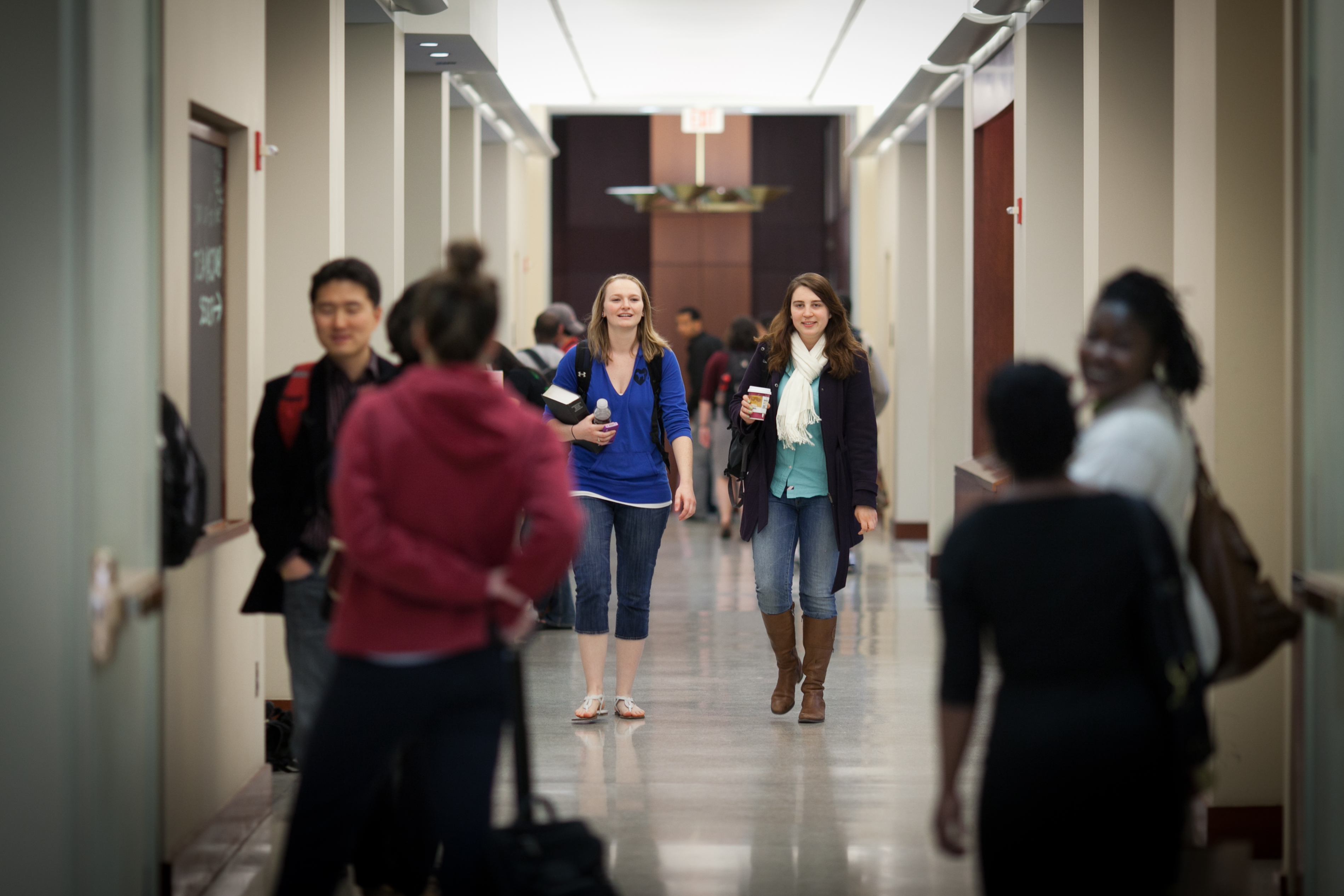 Students walking in the hallway
