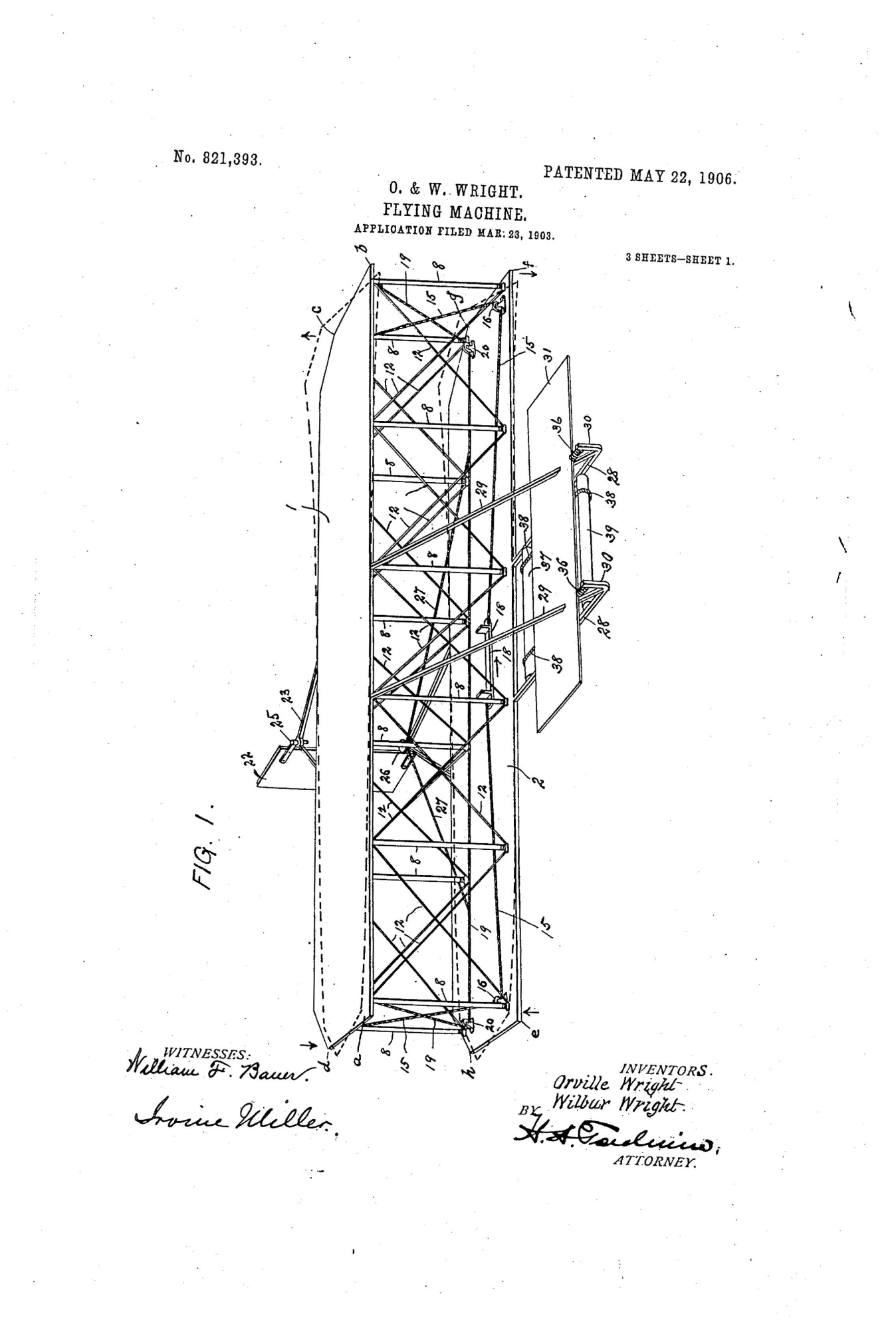Flying machine patent sketch diagram
