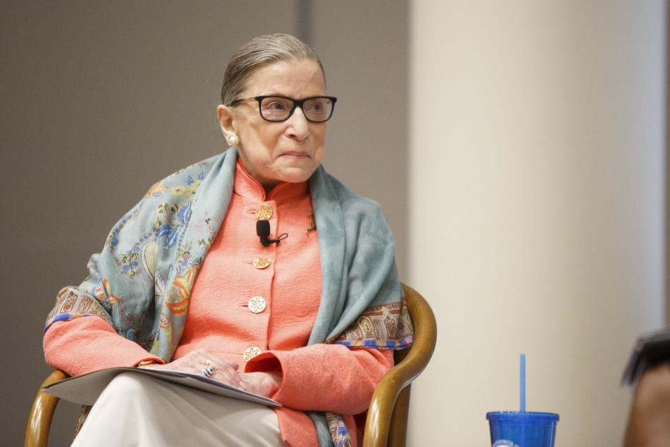 Ruth Bader Ginsburg at GW in 2017. (Logan Werlinger/GW Today)