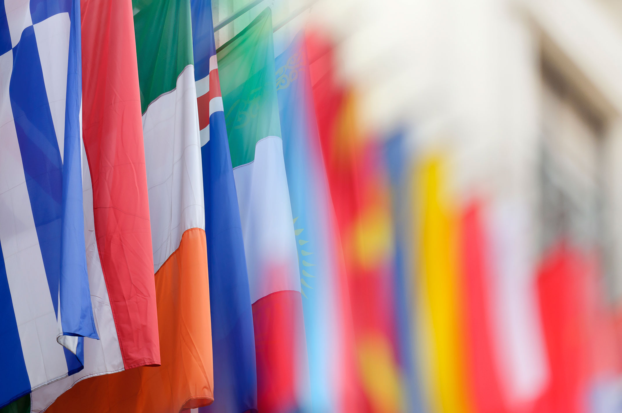 Photo of blurred flags.
