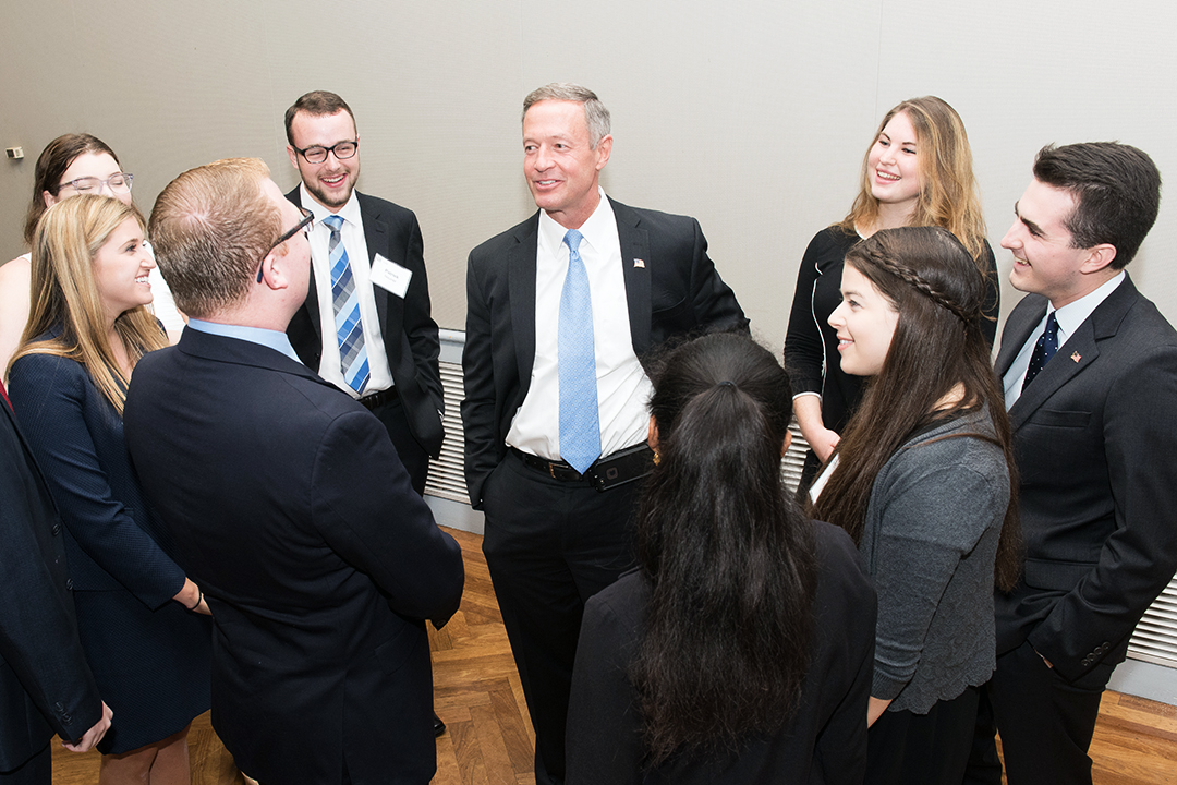 Former Governor O'Malley with GW Students