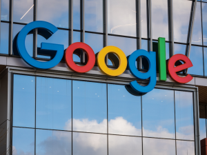 A Google sign on a headquarter building