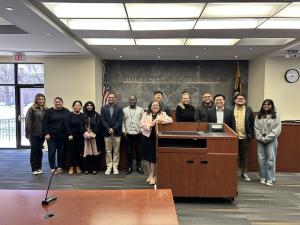People pose after the International and Comparative Law program hearing with the U.S. Court of International Trade.