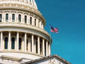 Picture of flag flying over the U.S. Capitol