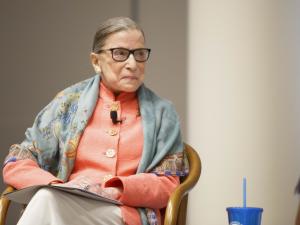 Ruth Bader Ginsburg at GW in 2017. (Logan Werlinger/GW Today)