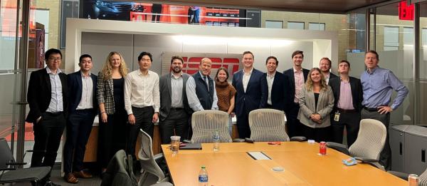 GWNY students with Professor Manns in the New York ESPN office