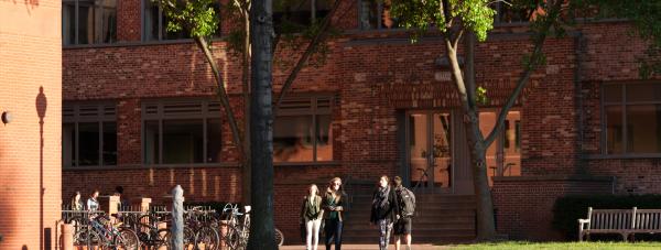 Students walking in the quad
