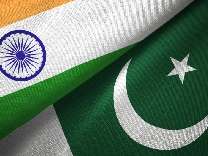 The flags of India and Pakistan side by side