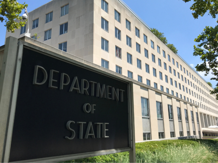 Department of State building and sign