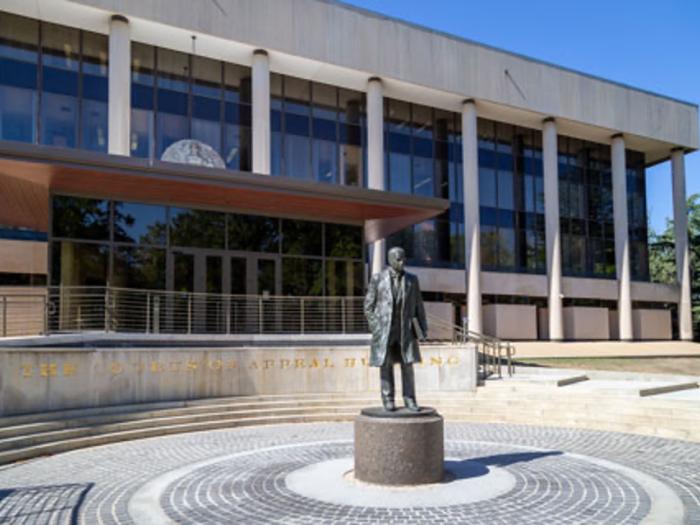 Statue in front of a building