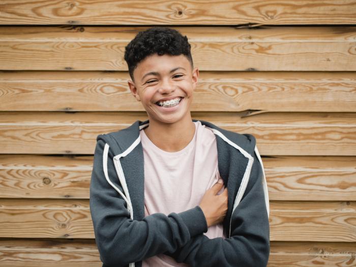 Headshot of a Teenage Boy stock photo