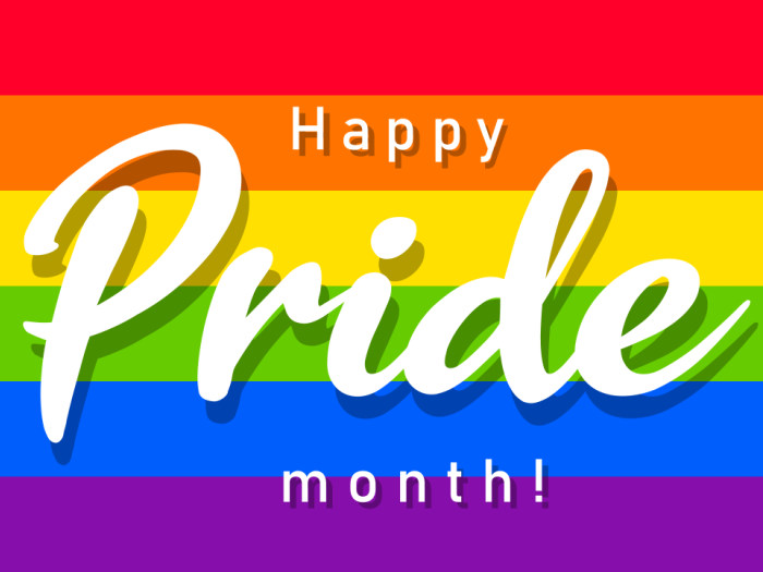 Happy Pride Month on rainbow flag