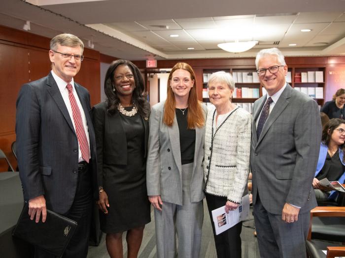 Professor Sean D. Murphy, Dean Dayna Bowen Matthew, 2 women, and a man