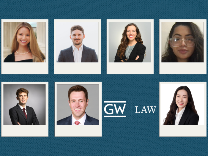 Madison Soares, Charlie La Vine, Darra Frino, Jagriti Khurana, Andrew Nettels, James Ring, GW Law logo, and Sung Shin