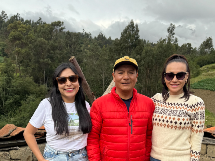 Law students Fiorella Valladares, left, and Maria LeLourec met Quechua climate activist Saúl Luciano Lliuya in the Peruvian Andes