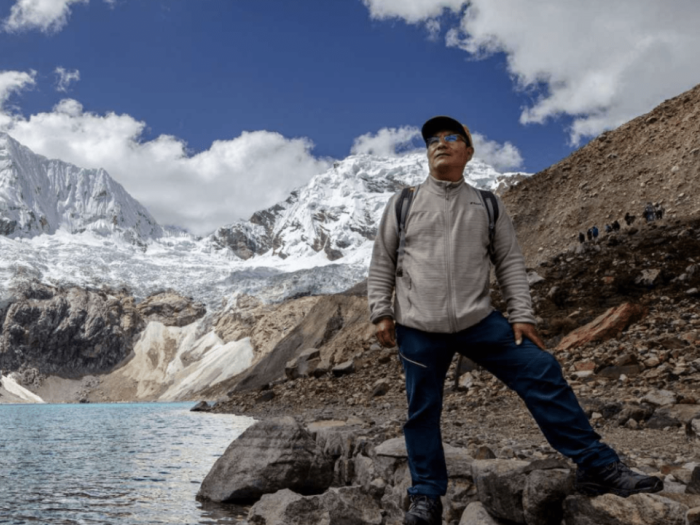 Saul Luciano Lliuya in the Andes Mountains