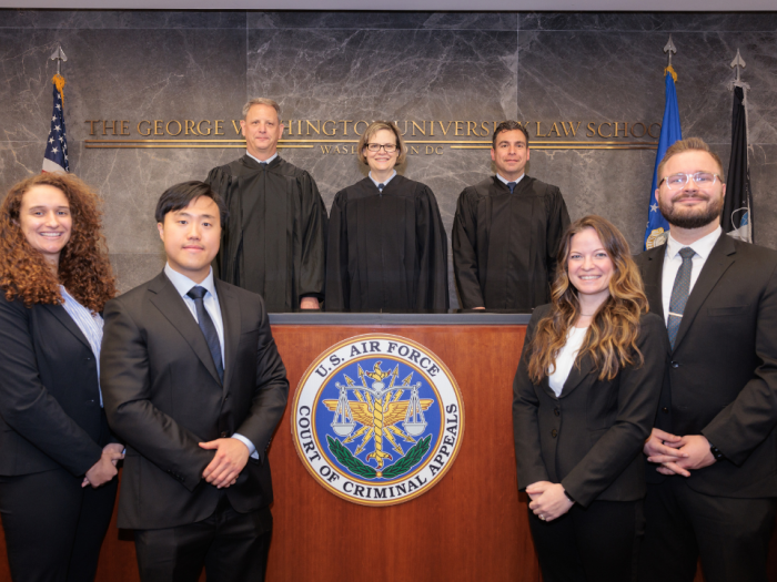 Back Row: Senior Judge Bill Annexstad, Senior Judge Natalie Richardson, and Judge Roberto Ramírez Front Row: Christiana Lano, Cathryn Jones, and James Van Drie