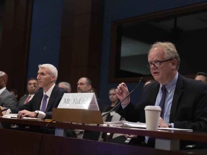 GW Law professor Christopher Yukins and alumnus Zach Prince, JD '13, testify before Congress on July 22, 2025..