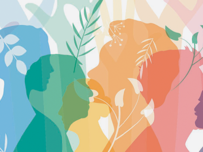 Colorful semi-opaque silhouettes overlaying each other
