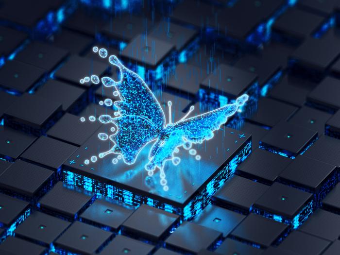 A stock image of a computerized butterfly. 