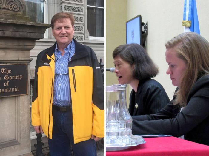 Photos of GW Law professors lecturing abroad.